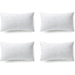 Phantoscope 12 x 20 Outdoor Pillow Inserts - Pack of 4 Outdoor Pillows Water Resistant Throw Pillow Inserts Hypoallergenic Square Decorative Couch Sham Cushion Stuffer, White