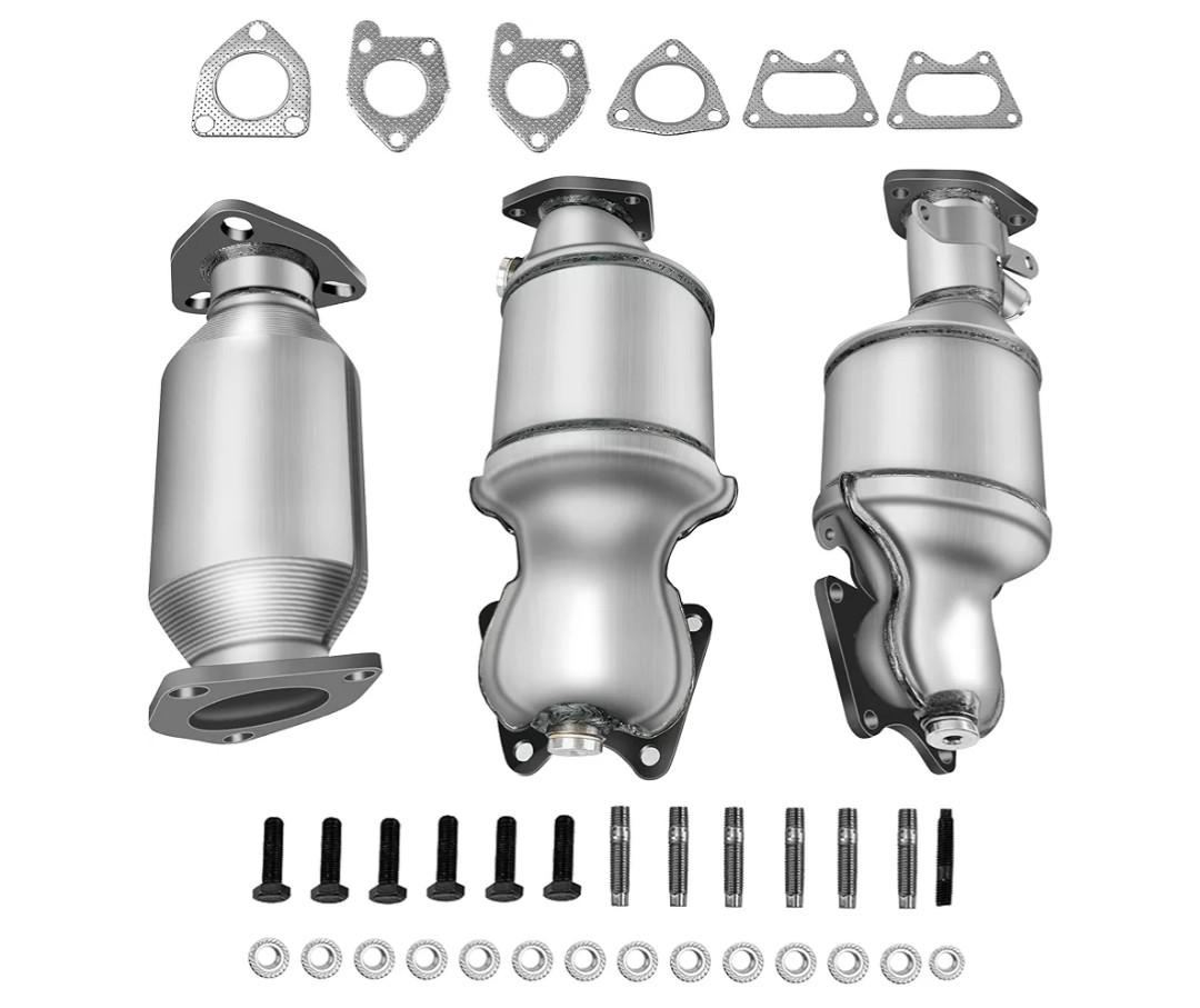[3PC]FortunaFlow Catalytic Converter Compatible with 2003-2007 Honda Accord,2005-2010 Honda Odyseey,2003-2009 Acura MDX,2005-2008 Honda Pilot 3.0L 3.2L 3.5L 3.7L(EPA Compliant high flow standard)