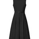 Hobemty Women's Sleeveless Dress Zip Up Belted Fit & Flare Work Dresses X-Large Black