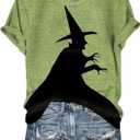 Halloween Ghost Dogs Tshirt Gift Women Dog Lover Halloween Shirt Cute Pumpkin Face Graphic Tee Short Sleeve Fall Top (Large, Green-01)