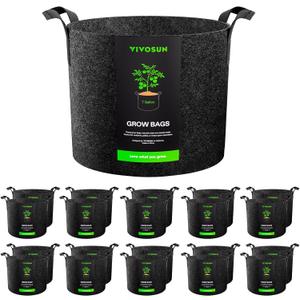 VIVOSUN 20-Pack 7 Gallon Grow Bags, Heavy Duty Thickened Nonwoven Fabric Pots with Handles for Flowers Fruits and Vegetables Black