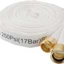 Fire Hose,1-1/2" ID X 75 FT, Single Jacket TPU, 450 PSI Burst Pressure, Industrial Fire Hose with NST/NH Brass Couplings for Indoor Use