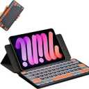 Foldable Keyboard with Backlit, Ultra Light Portable Wireless Keyboard with Adjustable Angle Stand & Leather Case,Compact Travel Bluetooth Keyboard for iPad mini,iPhone, Windows, iOS & Android