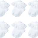 6 Pairs Baby Girls Socks - Newborn Ruffle Lace Princess Frilly Knit Cotton Socks White 0901 0-6 Month