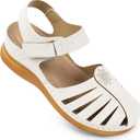 SHIBEVER Women Comfortable Flat Sandals: Dressy Summer Sandal - Closed Toe Fisherman Sandals (5, 99 White)