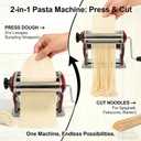 LEONEBEB Pasta Maker Stainless Steel 2-in-1 Manual Noodle Machine with 2mm & 4mm Cutters, Adjustable Thickness 0.1-5mm for Spaghetti, Fettuccine, Ramen, Dumpling Wrappers