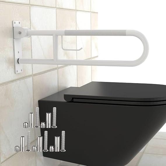 24 Inch Toilet Grab Bar, Munzong Flip-Up Handicap Bars with Paper Holder
Brushed Nickel Anti-Slip Bathroom Toilet Safety Rails Stainless Steel Knurled Support handrails for Seniors Elderly