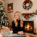 3 x 24 Pcs Christmas Bows for Tree, Light Blue Velvet Ribbon Bow for Christmas Tree, Pre-Tied Vintage Xmas Bows for Xmas Trees Wreaths Gifts Wedding Indoor Outdoor Decorations, 5 x 7 Inch