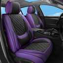 Car Seat Covers Full Set Purple Black, Luxury Faux Leather Waterproof Non-Slip Seat Protector Universal Fit for Most Cars SUVs Trucks Pick-ups, Car Interior Accessories for Front Seats and Back