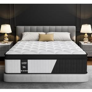 12 Inch Mattress Queen Size - 2026 Upgraded Hybrid Cooling Gel Memory Foam & Pocket Coils, Medium Firm Mattress in a Box for Back Neck Pain Relief, Motion Isolation, Edge Support, Breathable, White