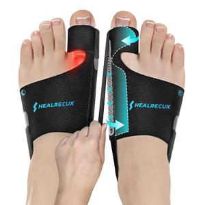 Healrecux Bunion Corrector for Women Men, Adjustable Big Toe Straightener Bunion Splints with Gel Pads & Tension Straps for Bunion Fix, Hallux Valgus Corrector for Day & Night Support - 1 Pair