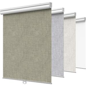 GENIMO 100% Blackout Roller Window Shades, Window Blinds Cordless with Thermal Insulated, UV Protection Fabric, Mini French Door Blinds for Home, Bedroom, Office, Brown, 27" W X 72" H