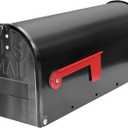 Black Galvanized Steel Post-Mount Mailbox, L19in. W x 6.7 in. H x8.7 in, Large Mailbox,Mailboxes for Outside Post Mount