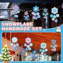 Tenceur 150 Pcs/24 Sets Unfinished Winter Snowflake Ornament Christmas Tree Decorations Paper Snowflake Hanging Ornaments with String and Diamond Stickers for Xmas Winter Holiday Party Decor