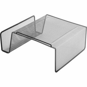 Lorell Mesh Steel Office Phone Stand for Desk, Angled with Storage Slot, 11.1" x 10.1" x 5.3", Black