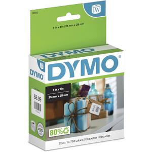 DYMO Authentic LW Multi-Purpose Square Labels, for LabelWriter Printers, Great for Barcodes, 1" x 1", 1 Roll of 750