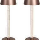 Cordless Table Lamps Set of 2,Lava lamp,Bubble stem,Water Droplet stem,Crystal Effect,5000mAh Battery Operated, 3 Color Stepless Dimming Up, for Restaurant/Bedroom/Bars/Outdoor Party/Camping/Coffee (Gold brown-2Pack)