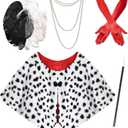 Halloween Costume for Women 2025 Dalmation Black White Coat Cosplay Wig