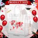 Shinylin 24 Pcs Red Graduation Plastic Gift Bags with Handles PVC Reusable Treat Bags Goody Candy Snack Treat Gift Tote Bag for Graduation Party Favor