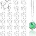 Hicarer 20 Pcs Pendant Trays for Jewelry Making Branch Shape Metal Claw Cage Pendant Frames Backing Necklace Open Bezels for DIY Necklace Jewelry Craft (Silver)