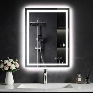 24"x 32" LED Bathroom Mirror with Light, Front and Backlit Controlled, Anti-Fog, 3 Colors Led Mirror, Dimmable, LED Wall Vanity Mirror with Lights, Memory Function, Tempered Glass,ETL Listed