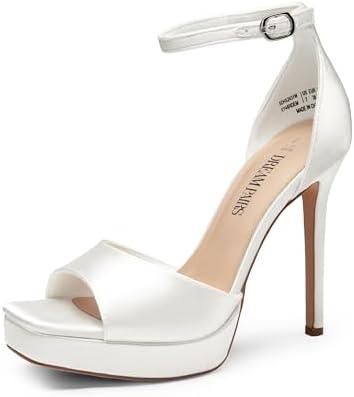 DREAM PAIRS Women's Stiletto High Heels Platform Ankle Strap Square Open Toe Dress Sexy Sandals 8.5