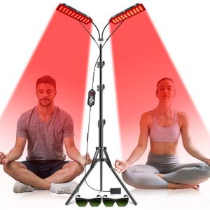 Red Light Therapy for Face Body, Astarexin Dual-Headed Infrared Light Therapy Lamp with Stand - 660nm Redlight and 850nm Near Infrared Light Therapy Device for Fully Body Pain Relief Skin Care