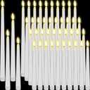 Rossesay 48 Pcs Flameless LED Taper Candles Battery Operated Candles 4 Sizes of 8.5'', 9.65'', 10.83'', 12.8'' Flameless Candlesticks Flickering for Halloween Christmas Church Wedding(White)