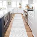 Lahome Moroccan Kitchen Runner Rugs Non Skid Washable - 2'x10' Non-Slip Extra Long Rug Runner for Hallways, Modern Geometric Print White Soft Floor Carpet for Bathroom Entryway Foyer