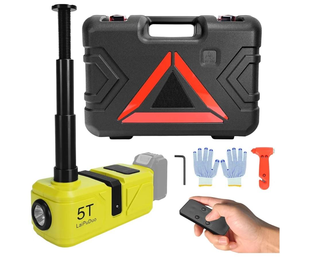 Cordless Electric Car Jack for Dewalt 20v Battery, 5 Ton Hydraulic Jack with LED Light(Lifting Range: 6.1"~17.7"), 3000mah Battery Portable Car Jacks for SUV Sedans Change Tires Garage Repair