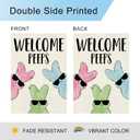 DLZDN Easter Bunny Garden Flag Welcome Peeps Garden Flag 1218 Inch Double Sided Vertical Burlap Farmhouse Yard Flag Holiday Outdoor Decor