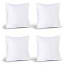 Bedding Throw Pillows (Set of 4, White), 17 x 17 Inches Pillows for Sofa, Bed and Couch Decorative Stuffer Pillow