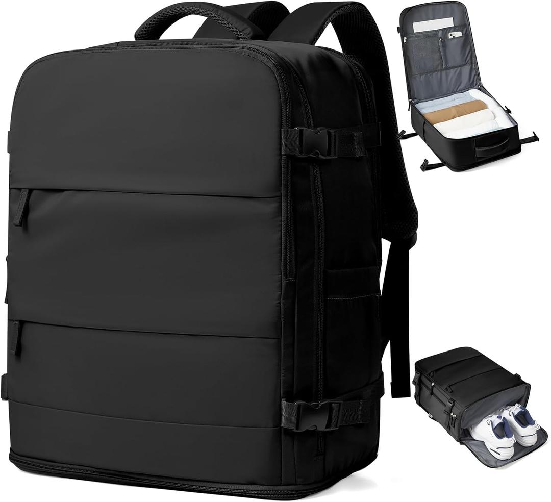 coowoz Large Travel Backpack Carry On for Women Man Black Waterproof Gym Backpacks with Laptop Compartment Mochila de Viaje Teacher Personal Item Backpack Rucksack Airplane Accessories Must Haves
