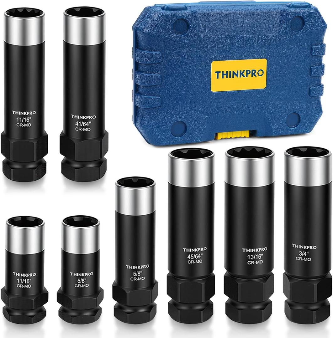 Spline Lug Nut Socket Set-8 Piece Wheel Lock Removal Kit,5 Point Lug Nut Key,6,7 Spline Lug Nut Socket and 12 Point Wheel Lock Key (5/6/7/12 spline)
