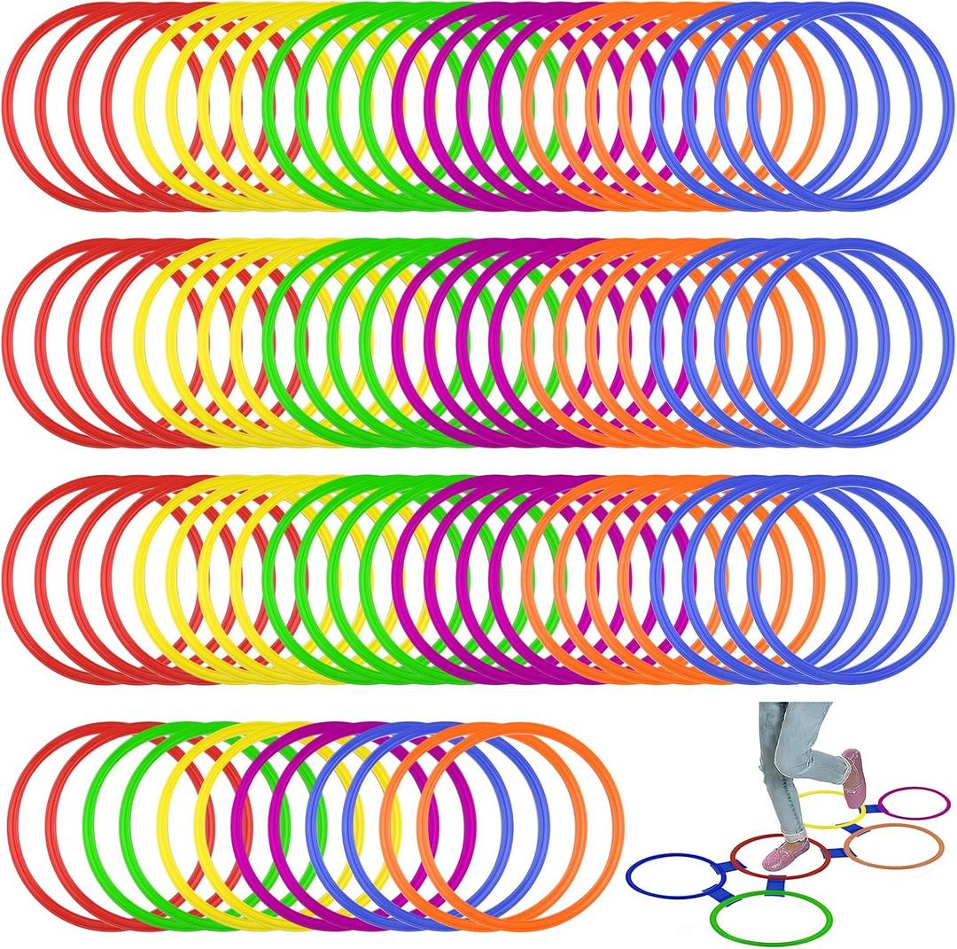 96 Pack Agility Rings 15 Inch Speed Training Hopscotch Rings Plastic Circle Jumping Hoops Agility Hurdles for Athlete Exercise Soccer Football Gymnastics Games Practice Footwork