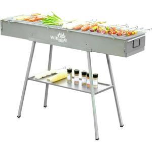 WILLBBQ Charcoal Grill Tailgate Parties, Patio, Beach Barbecues, Backyard Gatherings,Alloy Steel BBQ Barbecue Outdoor Grilling with Durable Support Frame and Dual Adjustable Vents (39.4x10.3x5.1 inch)