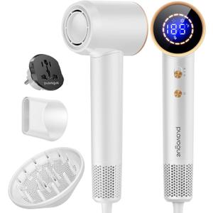 Dual Voltage Travel Hair Dryer with Diffuser, High-Speed Ionic Blow Dryer for Women, Fast Drying, Low Noise, Lightweight, No Heat Damage, European Travel 110V-120V/220V-240V