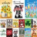 Seasonal Garden Flags Set of 12 Double Sided 12 x 18 Inch Yard Flags, Small Garden Flags for Outside, Fall Winter Halloween Christmas Outdoor Flags, Holiday Flags for All Seasons