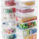 Stackable Plastic Storage Shoebox, BPA-Free Nestable Container with Latching Lid to Organize Shoes, See-Through Box for Home and Office, Multi-Purpose Clear Bins (12 Pack 6 Quart)