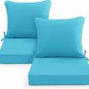 Summsun Outdoor Chair Cushions Set of 2, Waterproof Backrest and Seat Cushion Set for Patio Furniture, Outdoor Replacement Cushions with Removable Cover, 19 x 19 Inch, Teal