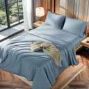 LBRO2M 100% Cotton 1200 Thread Count California King Size Sheets Set, 16 inches Deep Pocket, Bed Sheet 4 Piece Sets (California King, French Blue)