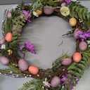 National Tree Company 22 in. Pink Eggs, Flowers and Ferns Easter Wreath, Artificial Spring Wreath with Pink & Pastel Easter Eggs, Indoor or Covered Outdoor Décor