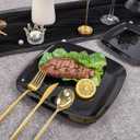 PULOTE 100 PCS Black Square Plastic Plates Disposable - Include 50 Each (10" Dinner & 7.25" Dessert) Plates - Ideal for Party & Graduation
