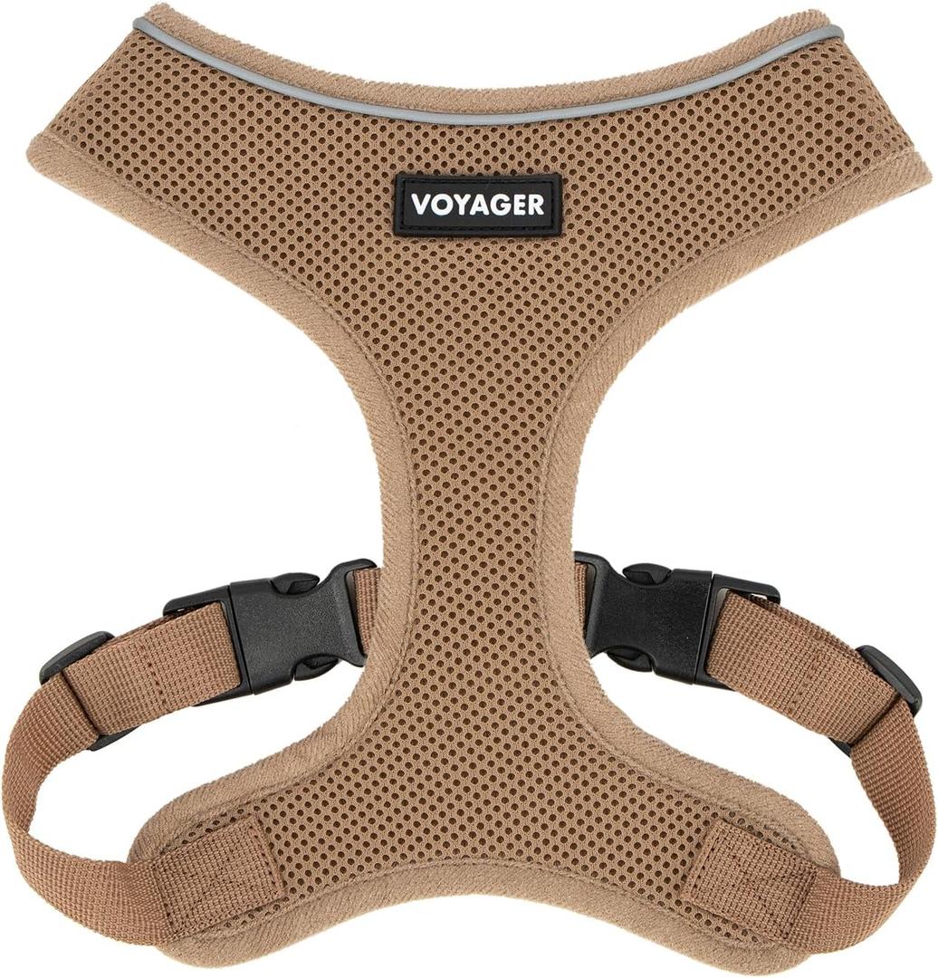 Best Pet Supplies Voyager Aerolite Adjustable No Pull Dog Harness with Reflective Stripes for Walking, Jogging, Heavy-Duty - Beige, Medium