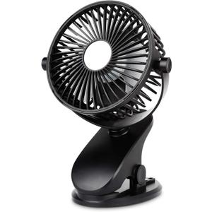 SkyGenius Mieuxbuck Clip on fan, Stroller Fan for Baby, Mini USB Portable Fan for Bed, Travelling with Rechargeable 2500mA Battery 360 Rotation (Black)