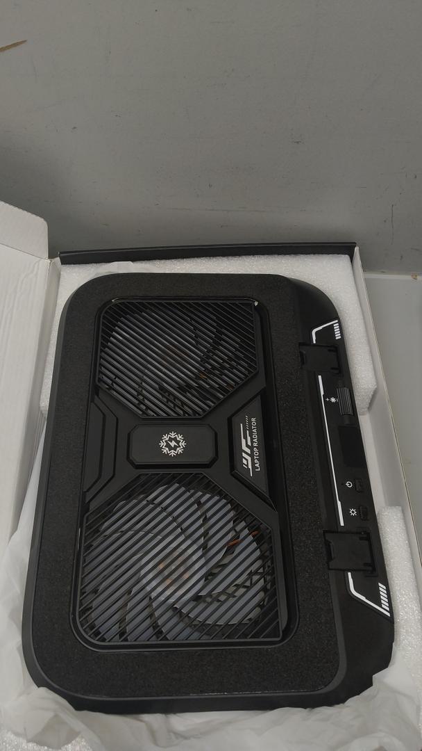 Laptop Cooling Pad with Dual Core Cooler, Gaming Laptop Cooler with 5.5in 2 Powerful Turbofan(9500 RPM), Fast Cooling Laptop 1221in, 5 Height Stands, 100 Gear Speed, LCD Screen, RGB, Phone Holder