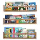 AZSKY Nursery Shelves Light Walnut Floating Book Shelf Organizer for Baby Nursery Décor Wall Book Shelves for Kids Room 24 Inch Wood Wall Ledge Shelves for Bathroom Kitchen Spice Rack a Set of 3