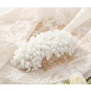2 x LemonRoad Baby Breath Hair Comb, Bridal Wedding Headpiece White Flower Hair Comb for Birthday Wedding Party Bride Bridesmaid Flower Girl Daily Matching