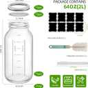 64 OZ with scale Large Wide Mouth Mason Jars with Lids, Heavy Duty Glass Airtight Storage Canning Jar and Band Half Gallon / 2 Quart (3)