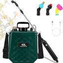 2.6 Gallon Battery Powered Garden Sprayer, Electric Sprayer Weed Yard Lawn Sprayers with 3 Mist Nozzles, USB Rechargeable Handle & Retractable Wand & Adjustable Strap (Green)